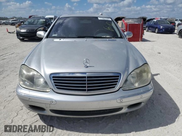 2001 Mercedes-Benz S-Class with VIN WDBNG70J11A192431, listed as a Copart auction lot 77662564 with 0 mi miles and Salvage Title. Bid and sale history available at carsss.com. Image 5.