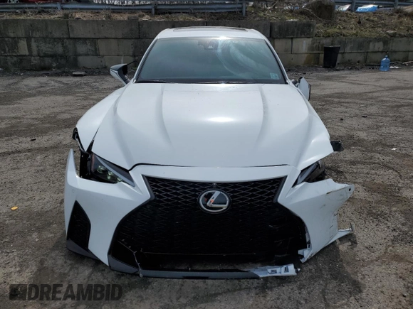 2023 Lexus IS with VIN JTHAP1D29P5003993, listed as a Copart auction lot 51989015 with 5,297 mi miles and Salvage Title. Bid and sale history available at carsss.com. Image 5.