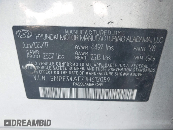 2018 Hyundai Sonata SEL with VIN 5NPE34AF7JH612059, listed as a IAAI auction lot 41360737 with 202,247 mi miles and . Bid and sale history available at DreamBid. Image 9.