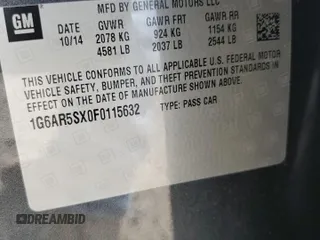 2015 Cadillac CTS Luxury RWD with VIN 1G6AR5SX0F0115632, listed as a Copart auction lot 45395555 with 140,119 mi miles and Salvage Title. Bid and sale history available at DreamBid. Image 13.