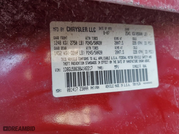 2008 Dodge Nitro R/T with VIN 1D8GU58638W102217, listed as a Copart auction lot 89407765 with 183,419 mi miles and Salvage Title. Bid and sale history available at carsss.com. Image 15.