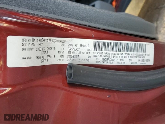 2007 Jeep Commander Sport z VIN 1J8HG48P17C601121, wystawiony jako Copart lot #41482495 z przebiegiem 199 263 mil mil oraz Szkoda całkowita • Salvage title. Historia ofert i sprzedaży dostępna na DreamBid. Obrazek 16.