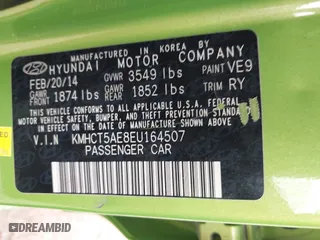 2014 Hyundai Accent GS with VIN KMHCT5AE8EU164507, listed as a IAAI auction lot 41540324 with 216,144 mi miles. Bid and sale history available at carsss.com. Image 9.