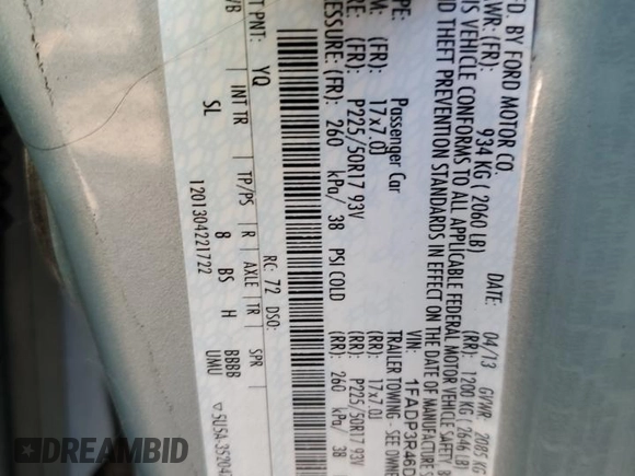 2013 Ford Focus Electric with VIN 1FADP3R46DL325122, listed as a Copart auction lot 48500725 with 40,085 mi miles and Clean title. Bid and sale history available at DreamBid. Image 12.