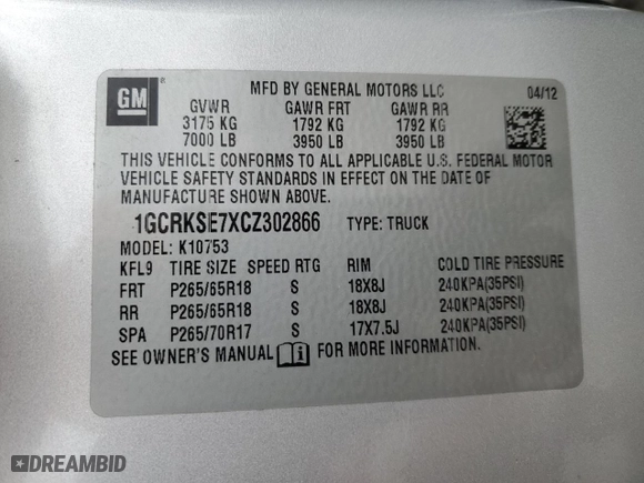 2012 Chevrolet Silverado 1500 LT with VIN 1GCRKSE7XCZ302866, listed as a Copart auction lot 49816215 with 116,557 mi miles and Salvage Title. Bid and sale history available at carsss.com. Image 13.