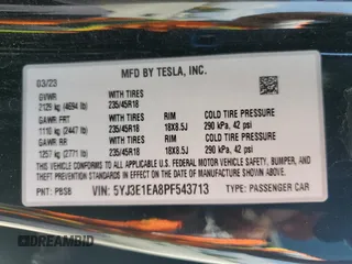 2023 Tesla Model 3 с VIN 5YJ3E1EA8PF543713, выставлен на аукционе Copart как лот 55165315 с пробегом 44 582 миль миль и Списание • Salvage title. История ставок и продаж доступна на DreamBid. Изображение 12.