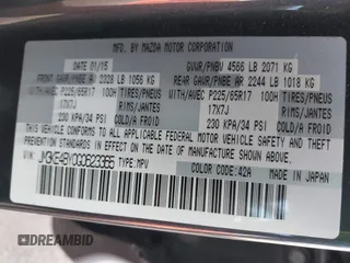 2016 Mazda CX-5 Sport with VIN JM3KE4BY0G0623365, listed as a IAAI auction lot 41525002 with 127,674 mi miles and . Bid and sale history available at carsss.com. Image 9.