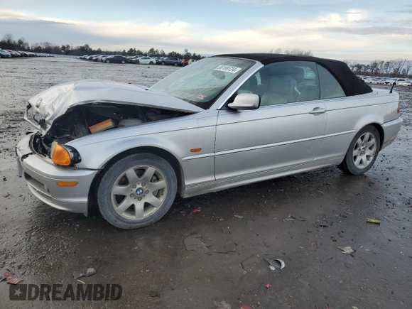 2001 BMW 3 Series 325Ci with VIN WBABS334X1JY42114, listed as a Copart auction lot 86188724 with 218,780 mi miles and Clean Title. Bid and sale history available at carsss.com. Image 1.