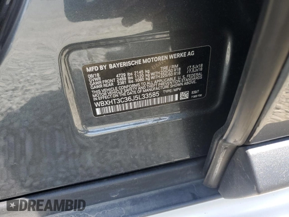 2018 BMW X1 xDrive28i with VIN WBXHT3C36J5L33585, listed as a Copart auction lot 51148545 with 32,091 mi miles and Salvage Title. Bid and sale history available at carsss.com. Image 13.