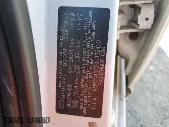 2009 Hyundai Accent Auto GLS с VIN KMHCN46C89U332423, выставлен на аукционе Copart как лот 57677925 с пробегом 97 397 миль миль и Списание • Salvage title. История ставок и продаж доступна на DreamBid. Изображение 12.