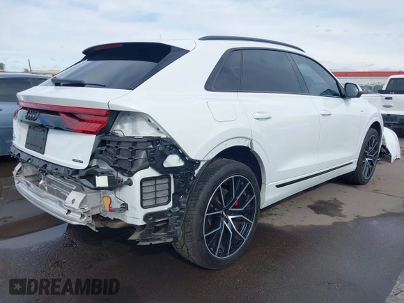 2019 Audi Q8 Prestige with VIN WA1FVAF14KD045661, listed as a IAAI auction lot 41797007 with 57,953 mi miles. Bid and sale history available at carsss.com. Image 4.
