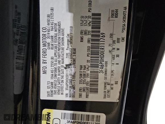2014 Ford Fusion SE with VIN 3FA6P0HD0ER111769, listed as a Copart auction lot 48015835 with 109,963 mi miles and Clean Title. Bid and sale history available at carsss.com. Image 12.