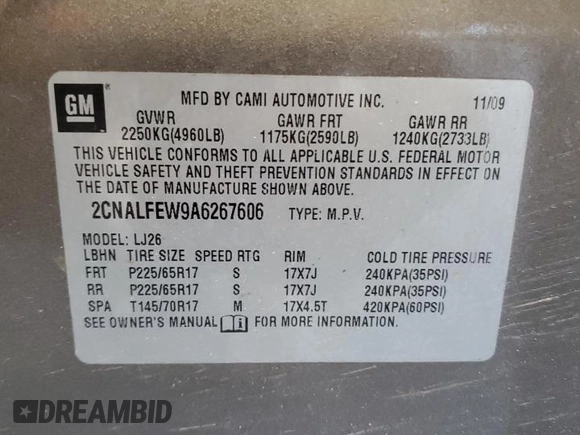 2010 Chevrolet Equinox LTZ z VIN 2CNALFEW9A6267606, wystawiony jako Copart lot #56074365 z przebiegiem 215 970 mil mil oraz Czysty tytuł • Clean title. Historia ofert i sprzedaży dostępna na DreamBid. Obrazek 13.
