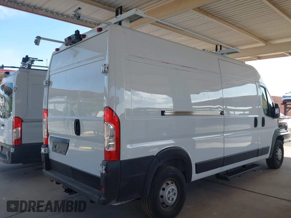 2023 Ram ProMaster Cargo with VIN 3C6LRVDG9PE571633, listed as a IAAI auction lot 41849318 with 23,554 mi miles. Bid and sale history available at carsss.com. Image 4.
