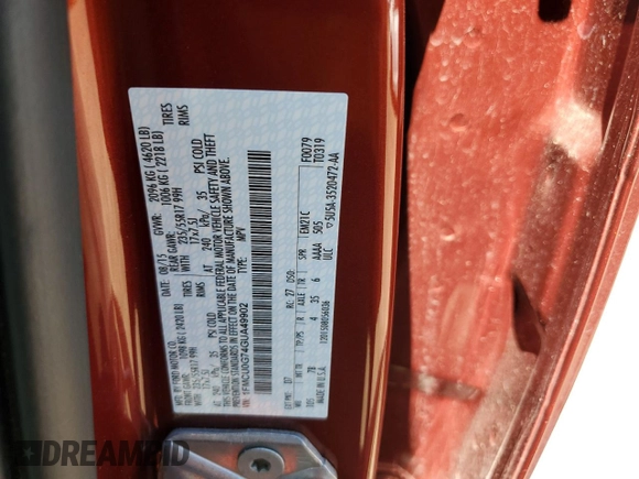 2016 Ford Escape SE with VIN 1FMCU0G74GUA49902, listed as a Copart auction lot 61148154 with 0 mi miles and Salvage Title. Bid and sale history available at carsss.com. Image 15.