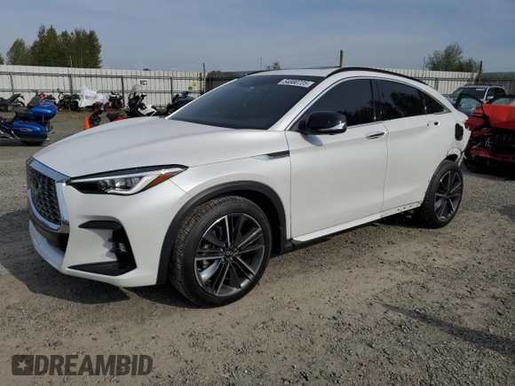 2025 Infiniti QX55 Essential with VIN 3PCAJ5KRXSF100301, listed as a Copart auction lot 54880725 with 1,425 mi miles and Salvage Title. Bid and sale history available at DreamBid. Image 1.