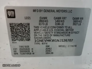 2022 Chevrolet Traverse LT Leather with VIN 1GNEVHKW1NJ126707, listed as a Copart auction lot 45018195 with 48,470 mi miles and Salvage Title. Bid and sale history available at carsss.com. Image 14.