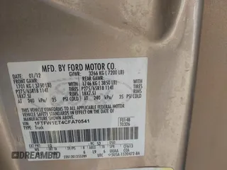 2012 Ford F-150 XL с VIN 1FTFW1ET4CFA70541, выставлен на аукционе IAAI как лот 41847127 с пробегом Не указан миль и . История ставок и продаж доступна на DreamBid. Изображение 9.
