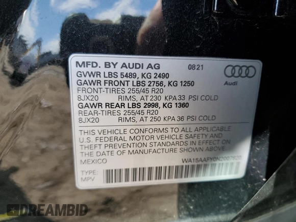 2022 Audi Q5 Sportback S line Premium Plus with VIN WA15AAFY0N2007820, listed as a Copart auction lot 51430355 with 29,057 mi miles and Clean title. Bid and sale history available at DreamBid. Image 13.