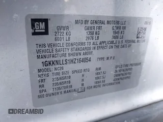 2017 GMC Acadia SLE with VIN 1GKKNLLS1HZ164054, listed as a IAAI auction lot 41542449 with 201,936 mi miles. Bid and sale history available at carsss.com. Image 9.