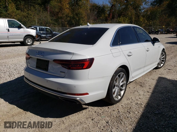 2019 Audi A4 Premium Plus with VIN WAUENAF45KA032539, listed as a Copart auction lot 58168042 with 0 mi miles. Bid and sale history available at carsss.com. Image 4.