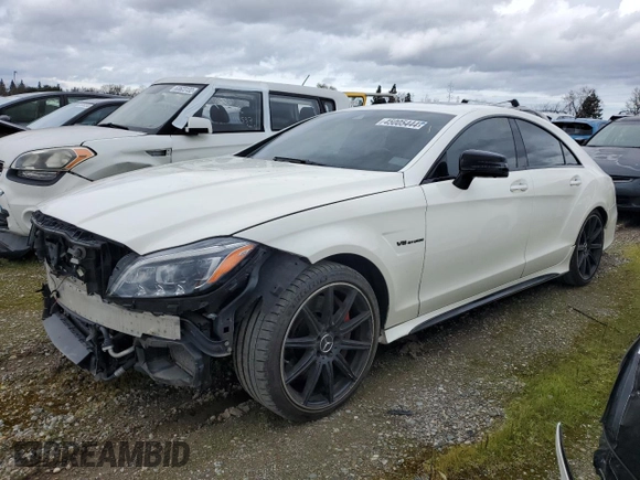 2016 Mercedes-Benz CLS-Class CLS 63 AMG S-Model with VIN WDDLJ7GB0GA180049, listed as a Copart auction lot 45005444 with 56,689 mi miles. Bid and sale history available at carsss.com. Image 1.