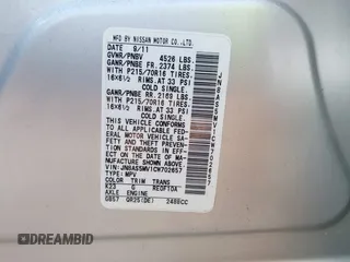 2012 Nissan Rogue S with VIN JN8AS5MV1CW702657, listed as a IAAI auction lot 41936909 with 145,294 mi miles and . Bid and sale history available at DreamBid. Image 9.