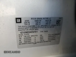 2017 GMC Sierra 1500 SLT z VIN 1GTV2NEC5HZ327811, wystawiony jako Copart lot #47016345 z przebiegiem 103 153 mil mil oraz Szkoda całkowita • Salvage title. Historia ofert i sprzedaży dostępna na DreamBid. Obrazek 15.