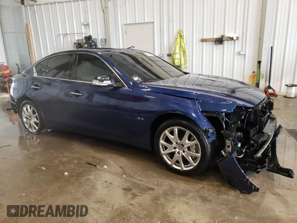 2019 Infiniti Q50 3.0t LUXE with VIN JN1EV7ARXKM593216, listed as a Copart auction lot 49495615 with 0 mi miles and Salvage Title. Bid and sale history available at carsss.com. Image 4.