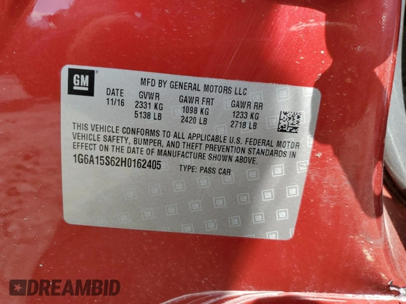 2017 Cadillac CTS-V z VIN 1G6A15S62H0162405, wystawiony jako Copart lot #68011954 z przebiegiem Nie podano mil oraz Szkody całkowita. Historia ofert i sprzedaży dostępna na DreamBid. Obrazek 14.