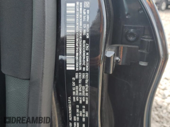 2019 Alfa Romeo Stelvio Ti with VIN ZASPAKBN3K7C55789, listed as a Copart auction lot 51557835 with 105,118 mi miles and Salvage title. Bid and sale history available at DreamBid. Image 13.
