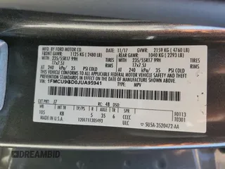 2018 Ford Escape SE z VIN 1FMCU9GD0JUA95941, wystawiony jako Copart lot #56606625 z przebiegiem 137 924 mil mil oraz Nie do naprawy • Non repairable. Historia ofert i sprzedaży dostępna na DreamBid. Obrazek 12.