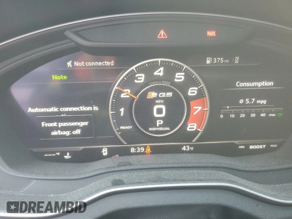 2020 Audi SQ5 Premium Plus with VIN WA1B4AFY6L2019929, listed as a Copart auction lot 48284624 with 34,192 mi miles and . Bid and sale history available at DreamBid. Image 9.