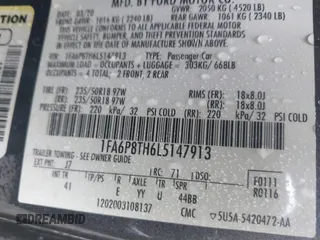 2020 Ford Mustang EcoBoost with VIN 1FA6P8TH6L5147913, listed as a IAAI auction lot 41427938 with 83,155 mi miles. Bid and sale history available at carsss.com. Image 9.