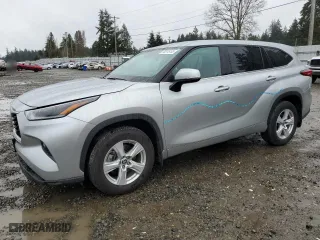 2021 Toyota Highlander L with VIN 5TDBZRBH2MS121847, listed as a Copart auction lot 50075155 with 59,257 mi miles and Salvage Title. Bid and sale history available at carsss.com. Image 1.
