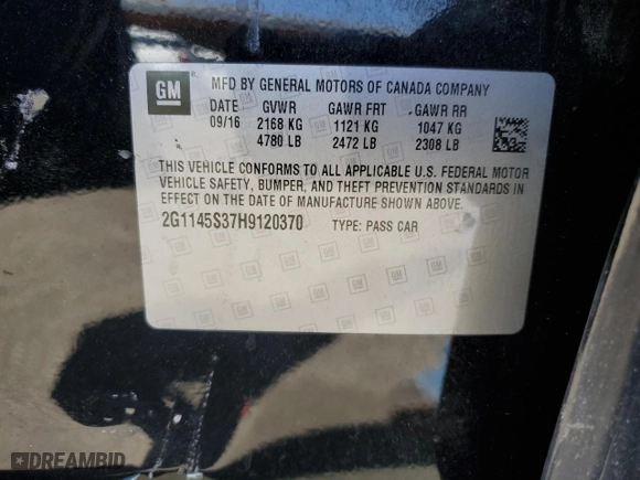 2017 Chevrolet Impala Premier with VIN 2G1145S37H9120370, listed as a Copart auction lot 52884775 with 164,112 mi miles and Salvage Title. Bid and sale history available at carsss.com. Image 14.