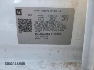 2020 Chevrolet Sonic LT z VIN 1G1JG6SB7L4130073, wystawiony jako Copart lot #85119684 z przebiegiem 55 738 mil mil oraz Szkoda całkowita • Salvage title. Historia ofert i sprzedaży dostępna na DreamBid. Obrazek 14.