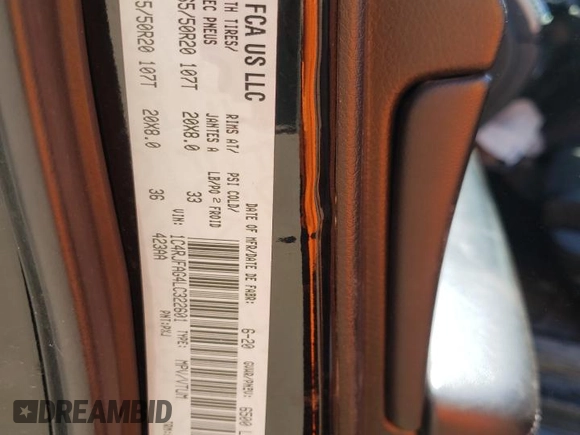 2020 Jeep Grand Cherokee North with VIN 1C4RJFAG4LC322601, listed as a Copart auction lot 56937795 with Not provided miles and Salvage title. Bid and sale history available at DreamBid. Image 12.