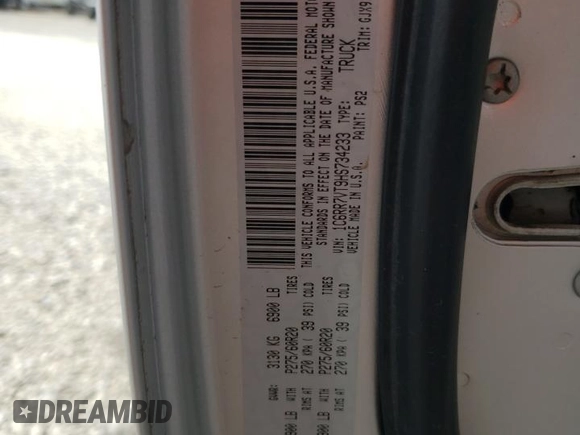 2017 Ram 1500 Laramie with VIN 1C6RR7VT9HS734233, listed as a Copart auction lot 54511735 with 143,922 mi miles and Salvage title. Bid and sale history available at DreamBid. Image 12.