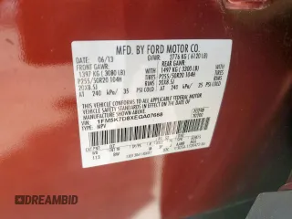 2014 Ford Explorer XLT with VIN 1FM5K7D8XEGA07668, listed as a Copart auction lot 62013535 with 178,148 mi miles and Salvage title. Bid and sale history available at DreamBid. Image 13.
