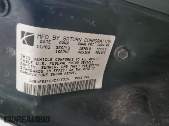 2004 Saturn ION ION 1 z VIN 1G8AF52F64Z155715, wystawiony jako Copart lot #48137765 z przebiegiem 105 711 mil mil oraz Szkoda całkowita • Salvage title. Historia ofert i sprzedaży dostępna na DreamBid. Obrazek 13.