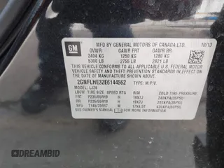 2014 Chevrolet Equinox LTZ with VIN 2GNFLHE32E6144562, listed as a IAAI auction lot 41855573 with 115,310 mi miles. Bid and sale history available at carsss.com. Image 9.