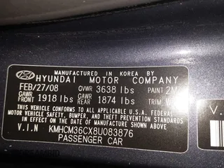 2008 Hyundai Accent GS z VIN KMHCM36CX8U083876, wystawiony jako IAAI lot #42254997 z przebiegiem 145 168 mil mil oraz . Historia ofert i sprzedaży dostępna na DreamBid. Obrazek 9.