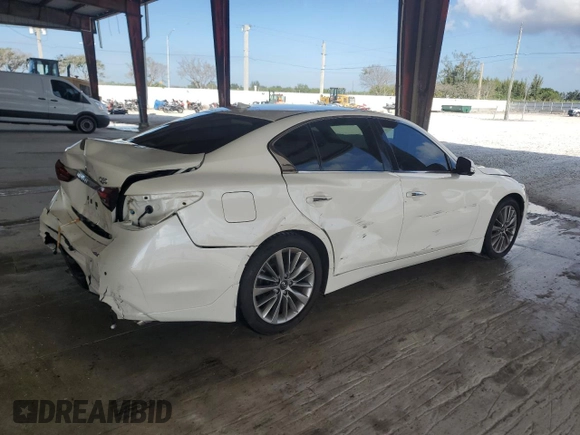 2023 Infiniti Q50 Luxe with VIN JN1EV7BPXPM510470, listed as a Copart auction lot 44040375 with 19,824 mi miles and Salvage Title. Bid and sale history available at DreamBid. Image 3.