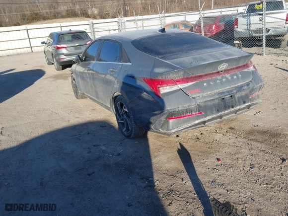 2024 Hyundai Elantra SEL with VIN KMHLS4DG3RU843312, listed as a IAAI auction lot 41345651 with 3,394 mi miles. Bid and sale history available at carsss.com. Image 3.