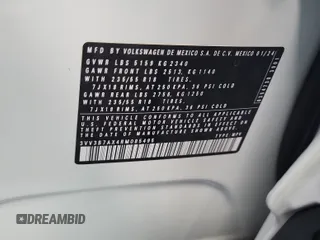 2024 Volkswagen Tiguan SE с VIN 3VV3B7AX4RM085495, выставлен на аукционе IAAI как лот 42796456 с пробегом 34 680 миль миль и . История ставок и продаж доступна на DreamBid. Изображение 41.