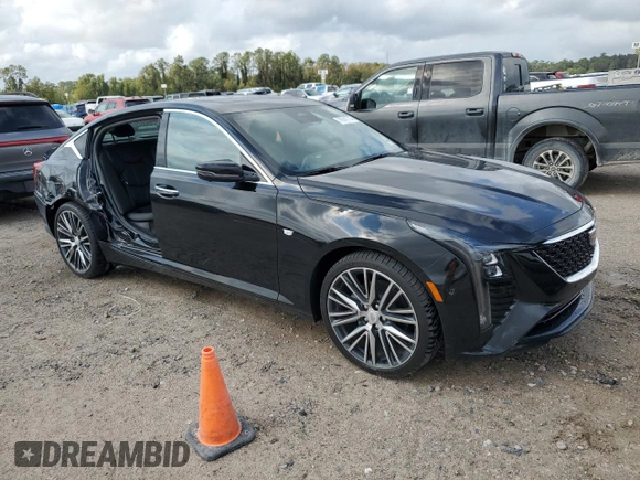 2025 Cadillac CT5 Premium Luxury with VIN 1G6DN5RW5S0100897, listed as a Copart auction lot 78741714 with 5,494 mi miles and Salvage title. Bid and sale history available at DreamBid. Image 4.