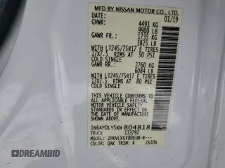 2019 Nissan NV Cargo SV z VIN 1N6AF0LY5KN804818, wystawiony jako Copart lot #46270265 z przebiegiem Nie podano mil oraz Szkody całkowita. Historia ofert i sprzedaży dostępna na DreamBid. Obrazek 15.