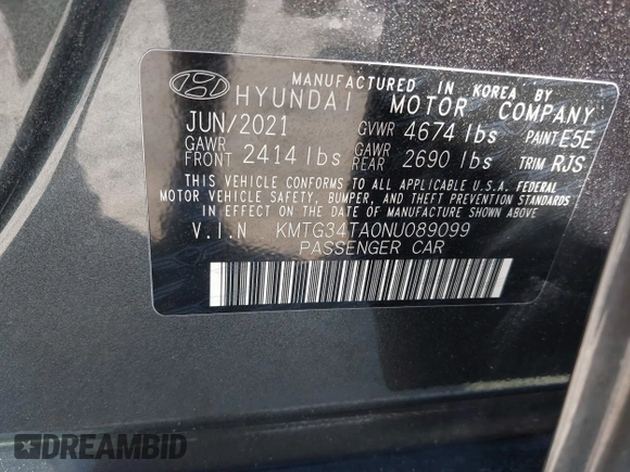 2022 Genesis G70 2.0T z VIN KMTG34TA0NU089099, wystawiony jako IAAI lot #41708106 z przebiegiem 35 550 mil mil oraz . Historia ofert i sprzedaży dostępna na DreamBid. Obrazek 9.