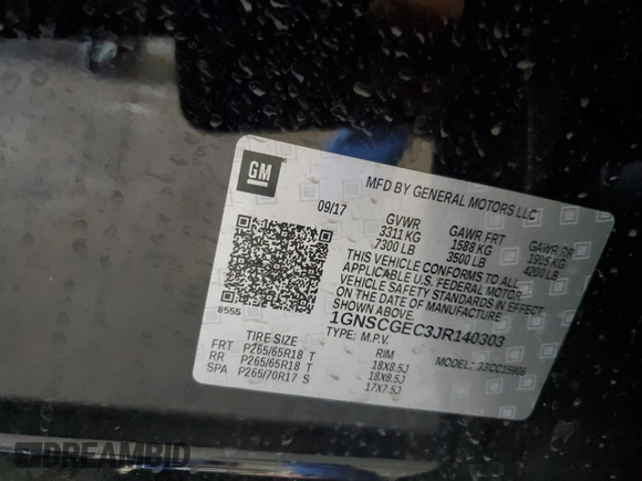 2018 Chevrolet Suburban LS z VIN 1GNSCGEC3JR140303, wystawiony jako Copart lot #69944234 z przebiegiem 48 541 mil mil oraz Szkoda całkowita • Salvage title. Historia ofert i sprzedaży dostępna na DreamBid. Obrazek 13.